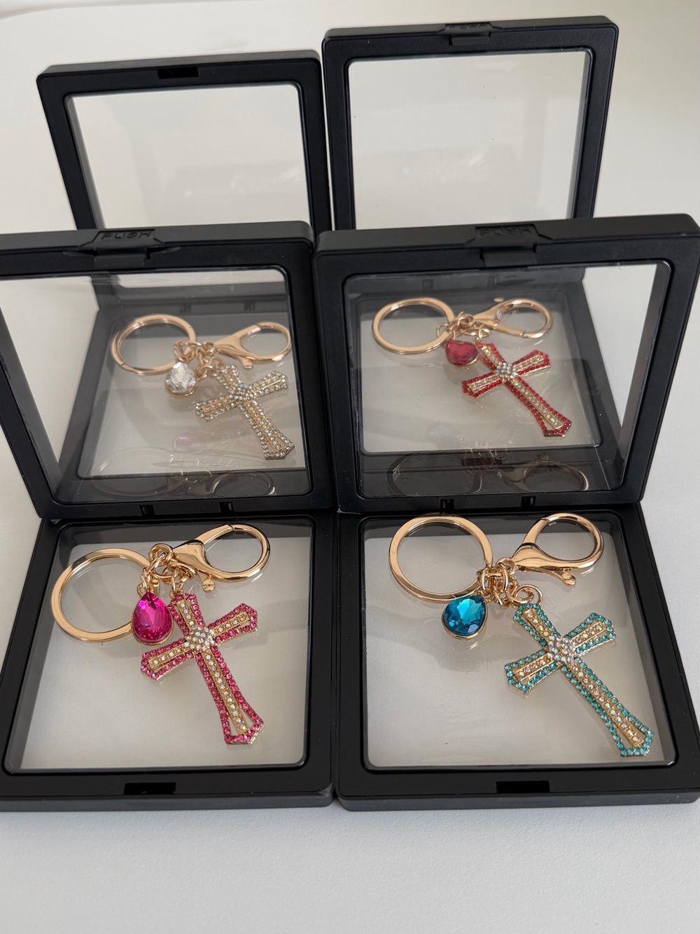 Rhinestone Cross Keychain in Gift Box - Picture 3 of 5